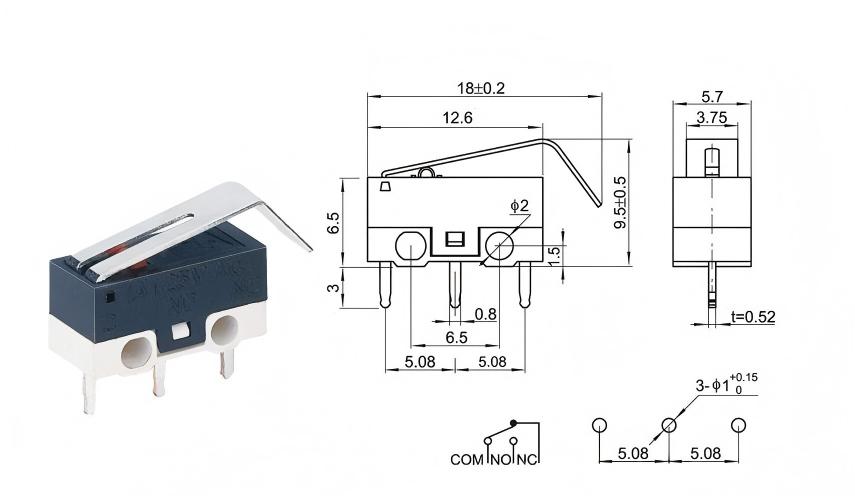 सिल्व्हर DOT वक्र हँडल माउस स्विच